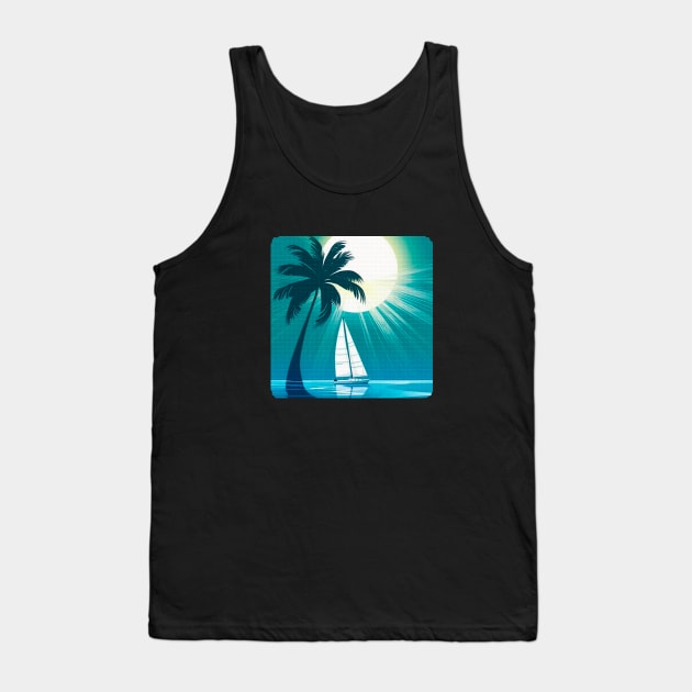 Yacht, palm tree, sun Tank Top by NATLEX
